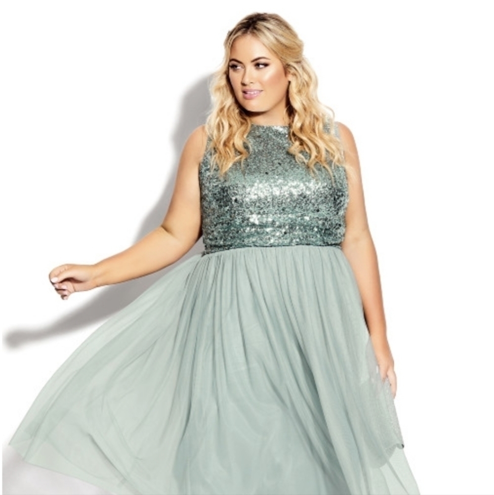 CITY Chic Blue Topaz Sequin Top 22 Maximalist Dopamine Dressing Party